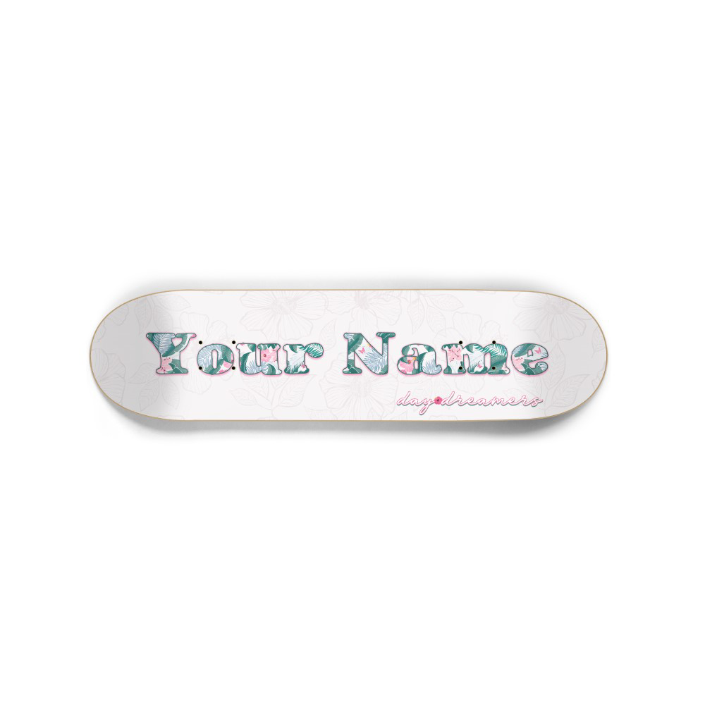 Floral Print Personalized Skateboard Deck